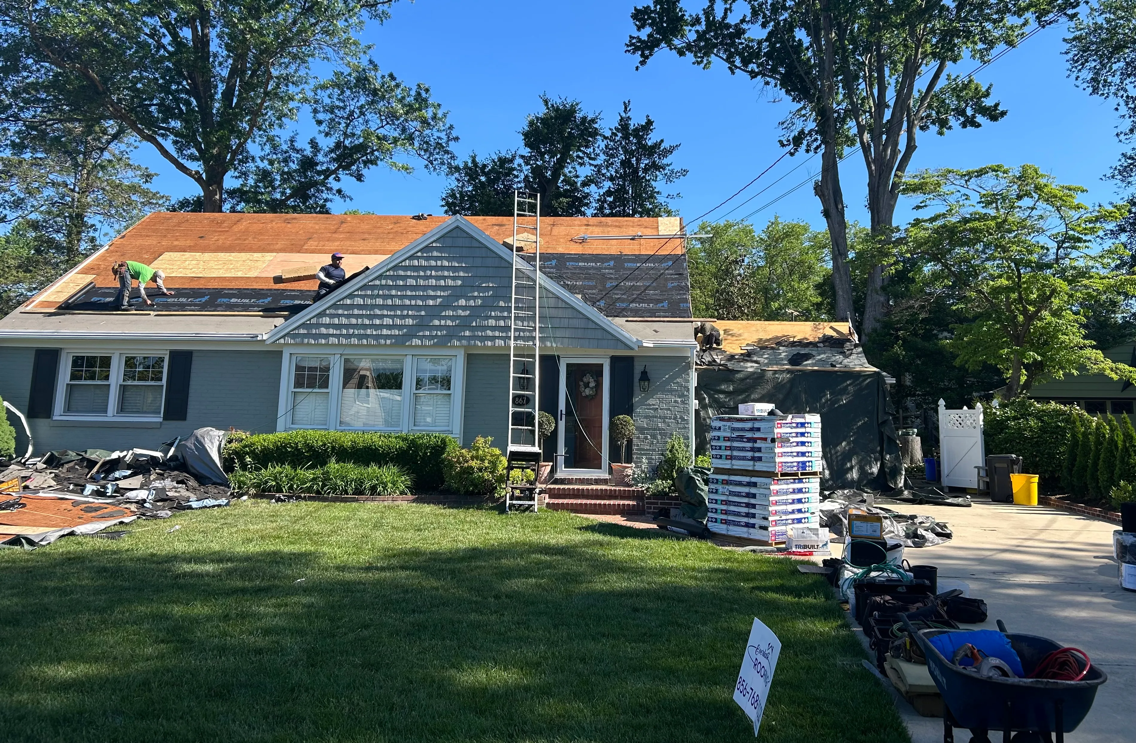 Roofing work in progress